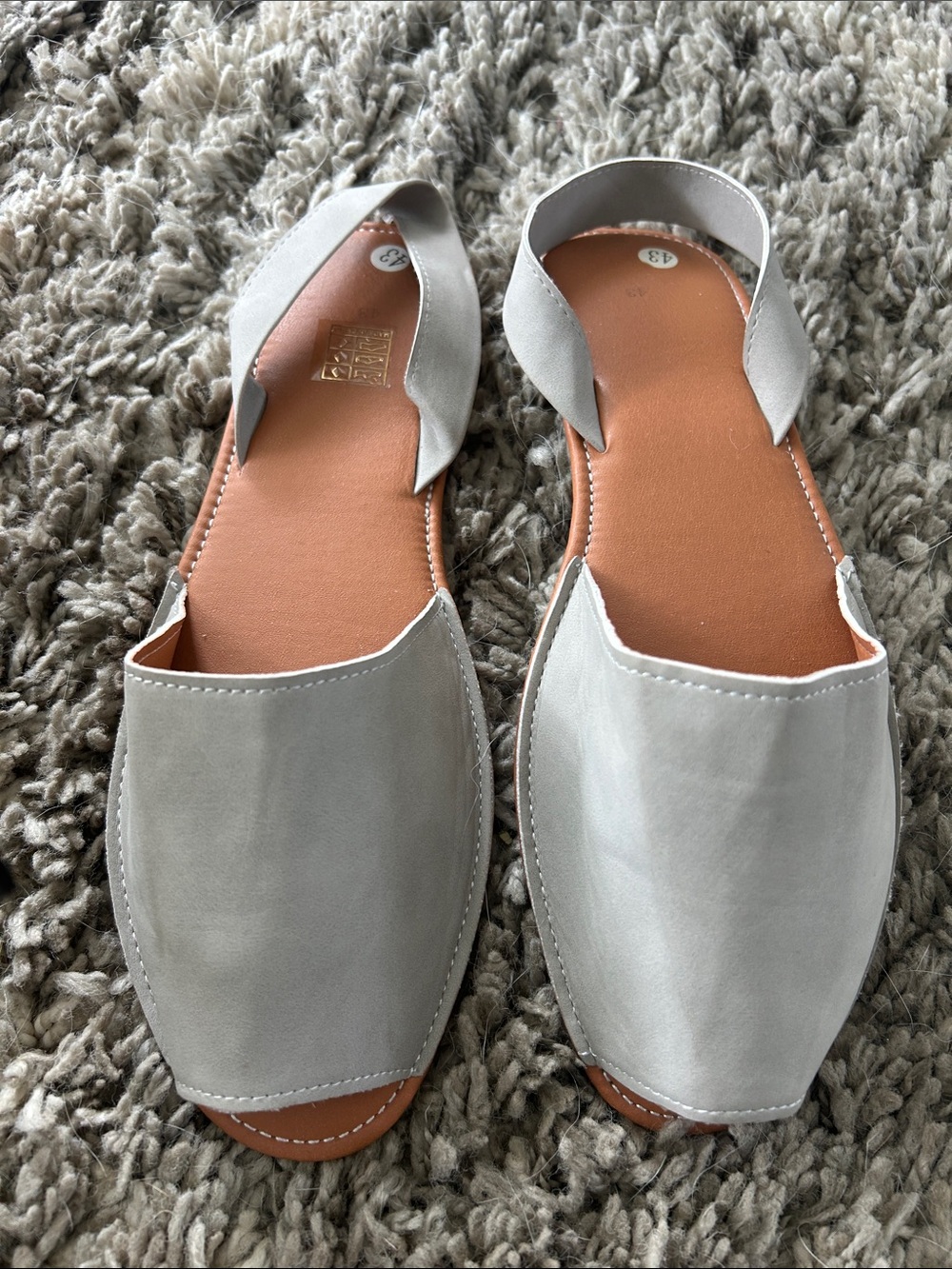 Women's Light Gray Open-Toe Slingback Flats